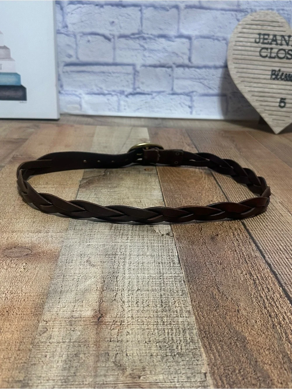 Vintage fossil braided brown leather belt
